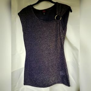 Dressy Navy tank top woth gold glitter